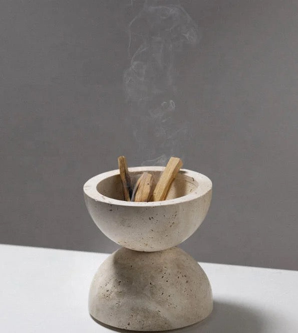Minimalist travertine incense burner