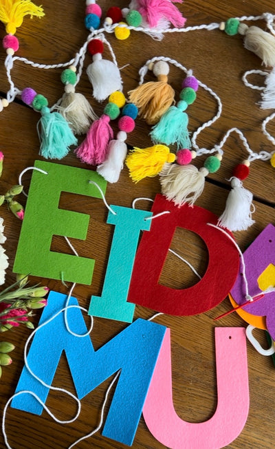 Eid Mubarak Multicolour Felt Banner