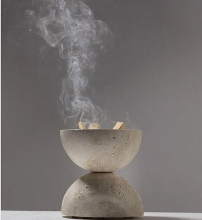 Minimalist travertine incense burner