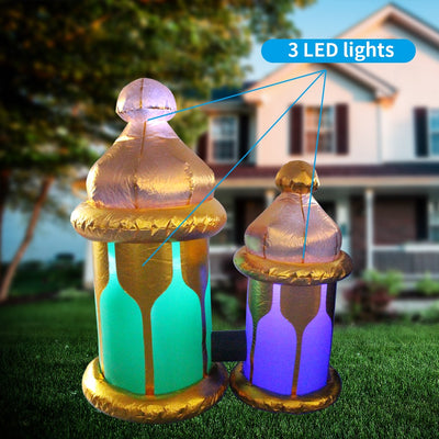 Oversized Inflatable Gold Lanterns with built-in LED lights
