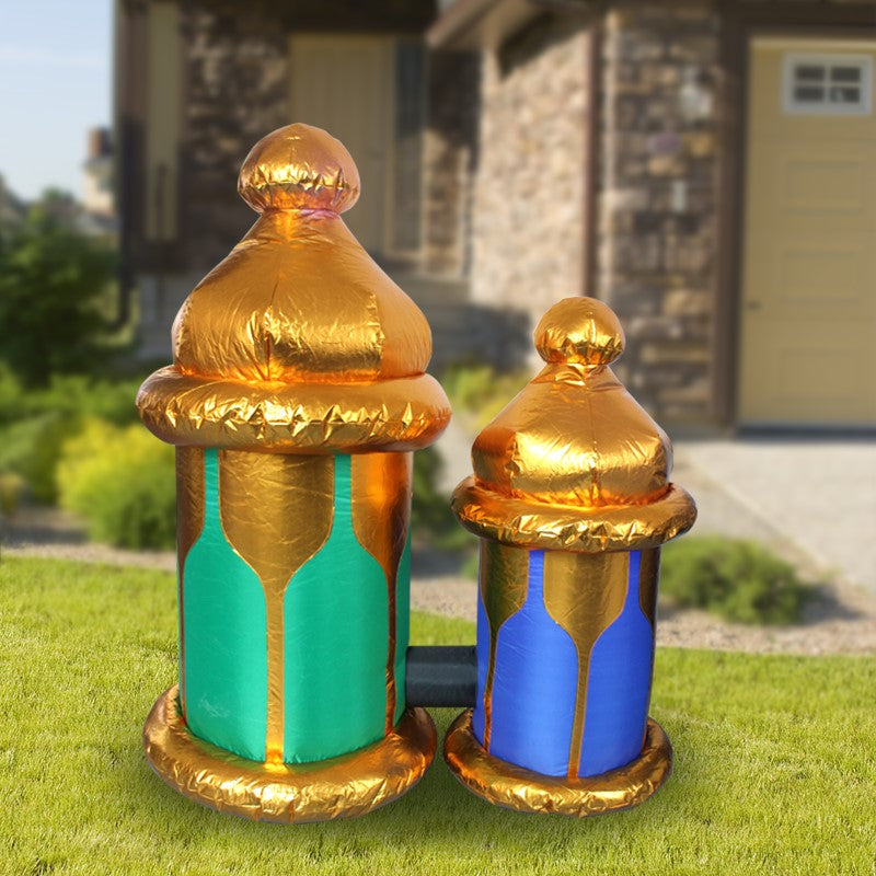 Oversized Inflatable Gold Lanterns with built-in LED lights