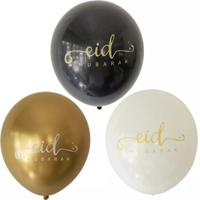 Eid Balloons (12pack) Black, Gold, White