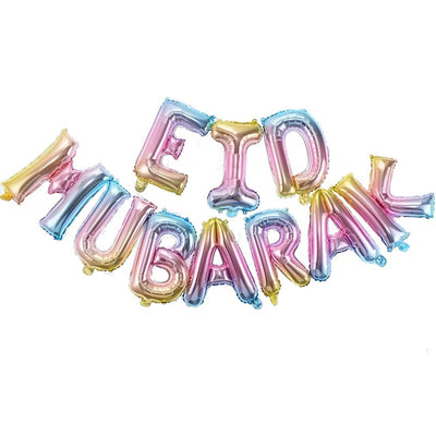 Ombre 'EID MUBARAK' Foil Balloon set