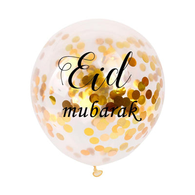 'Eid Mubarak' Gold Confetti balloon