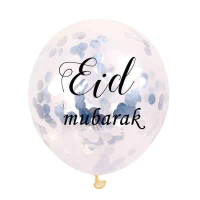 'Eid Mubarak' Silver Confetti balloon (10pcs)