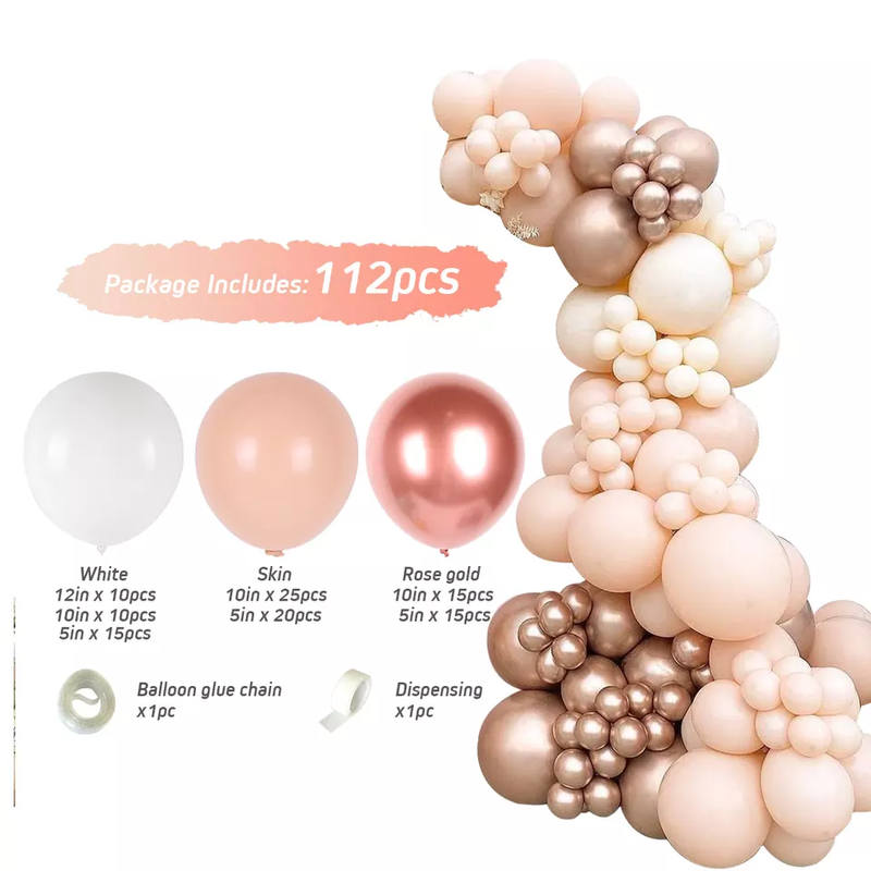 Rose Gold and Peach Balloon Arch Kit 