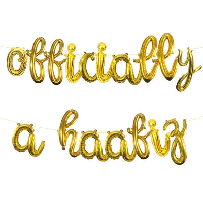 'Officially A Haafiz' Gold Foil Script Balloon