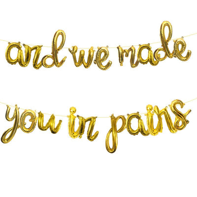 'And We Made You in Pairs' Gold Foil Script Balloon